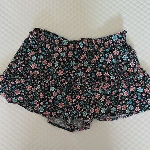 Vanilla Star Black Floral High Waist Shorts